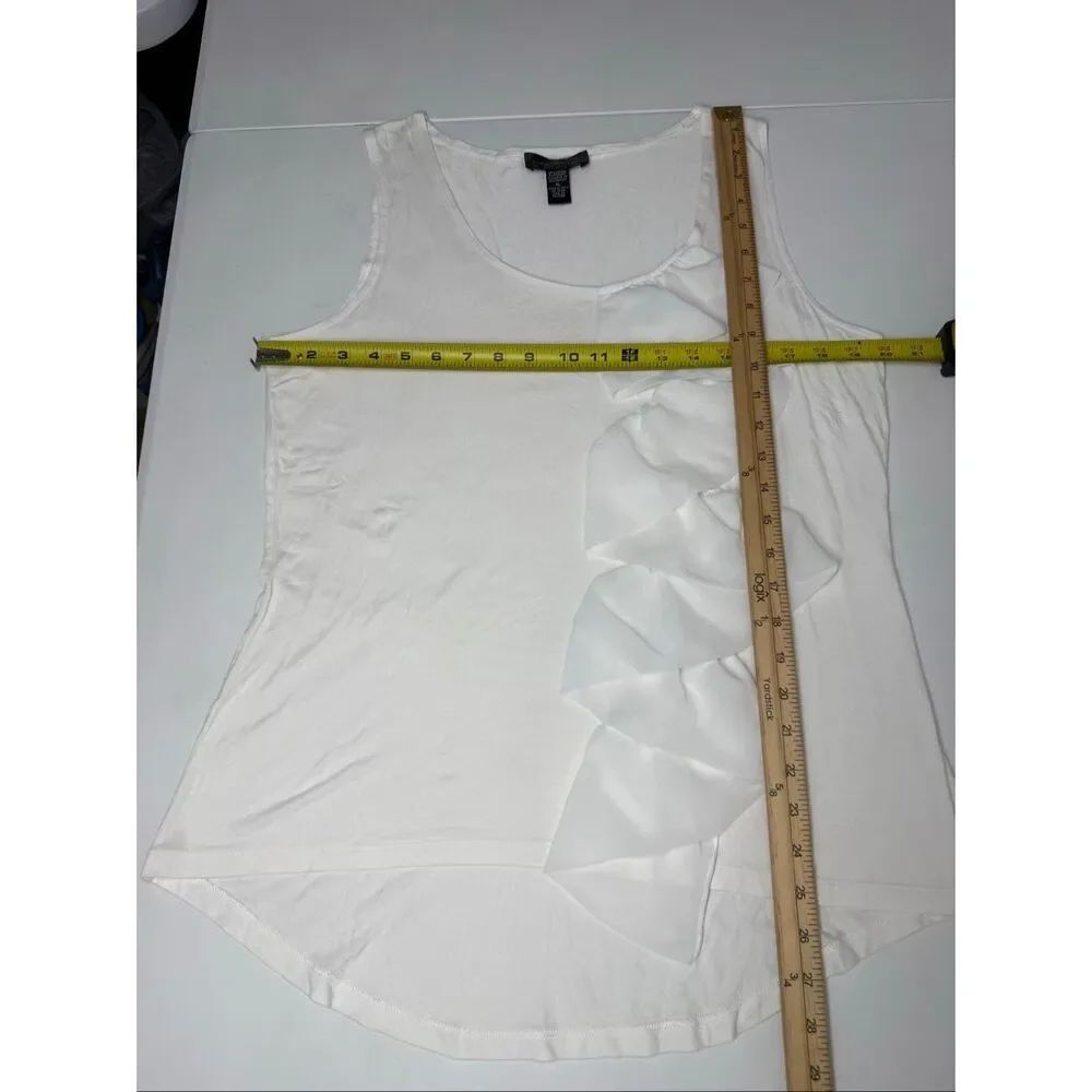 Cable & Gauge White Sleeveless Ruffle Front Tank Top Blouse Women’s XL Soft - Picture 7 of 9